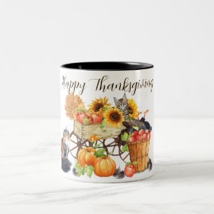 What Turkey? Innocent Cats, Happy Thanksgiving Two-Tone Coffee Mug