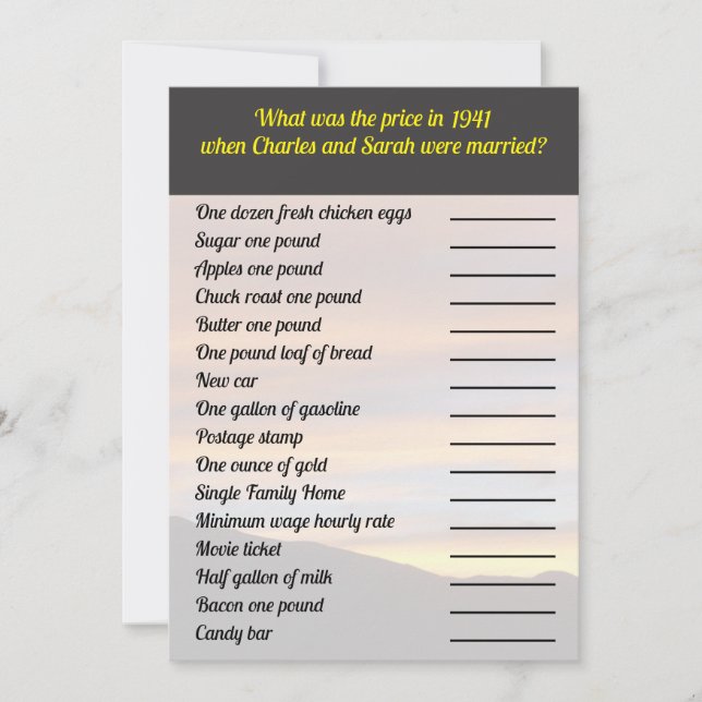 What Was the Price Game | Family Reunion Sunset  Invitation (Front)