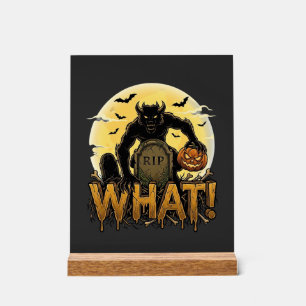 What Werewolf Pumpkin Tombstone Full Moon Acrylic Sign