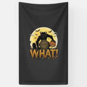What Werewolf Pumpkin Tombstone Full Moon Banner