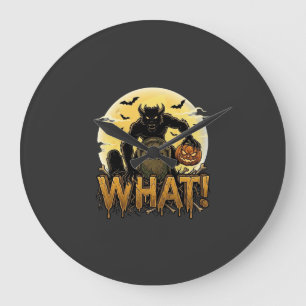 What Werewolf Pumpkin Tombstone Full Moon Large Clock
