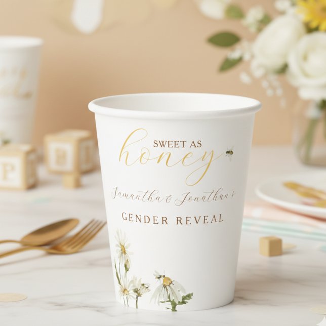 What Will Baby Be Gender Reveal Paper Cup (Sweet As Honey Gender Reveal Paper Cup)