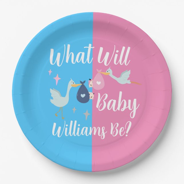 What Will Baby Be Gender Reveal Party Paper Plate (Front)
