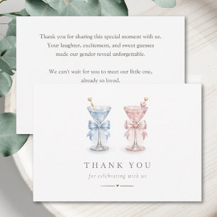 What Will Baby Be Gender Reveal Pink Blue Martini Thank You Card
