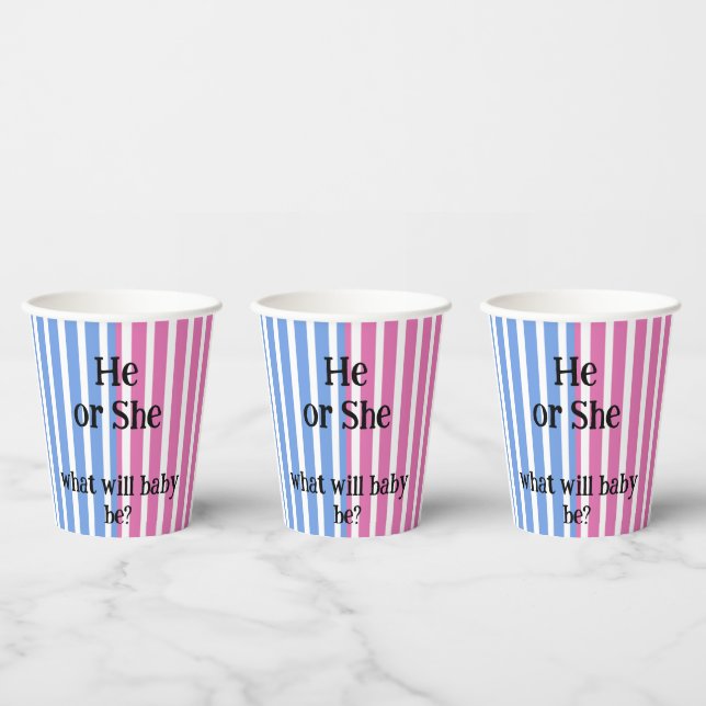What will baby be Gender reveal striped Paper Cups (Multi)