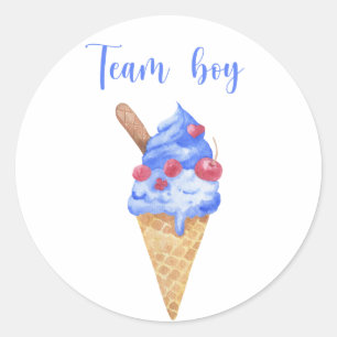 What will baby be team boy ice cream classic round sticker