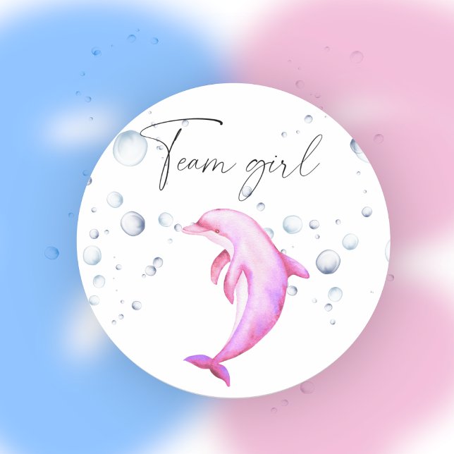 What will baby be team girl classic round sticker (Creator Uploaded)