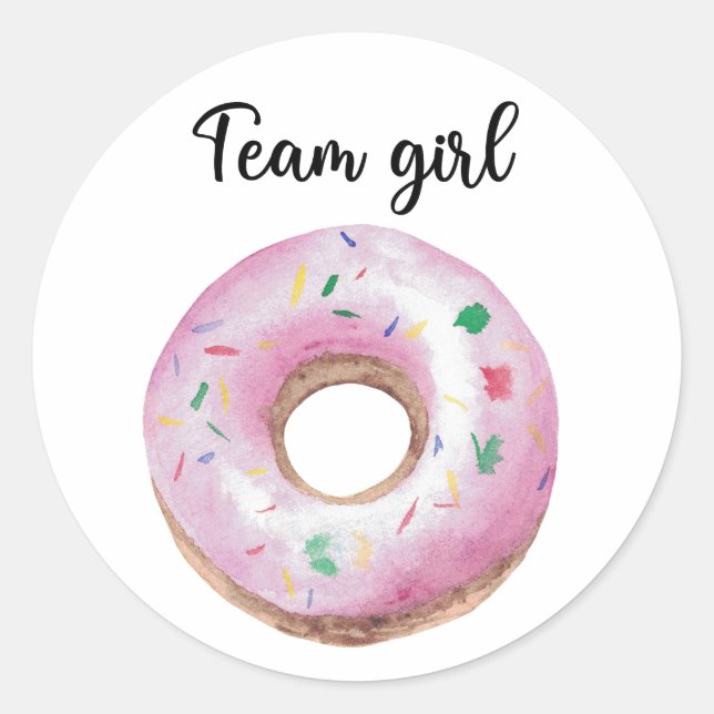 What will baby be team girl doughnut classic round sticker (Front)