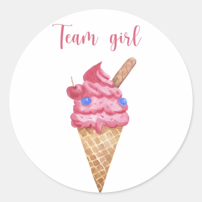 What will baby be team girl ice cream classic round sticker (Front)