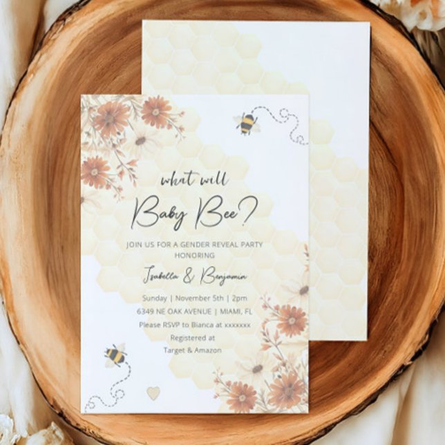 What Will Baby Bee Boho Wildflower Gender Reveal Invitation (Creator Uploaded)