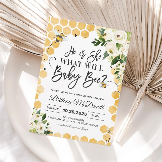 What Will Baby Bee Bumble Bee Gender Reveal Invitation (Creator Uploaded)