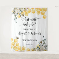 What will baby bee gender reveal back drop.