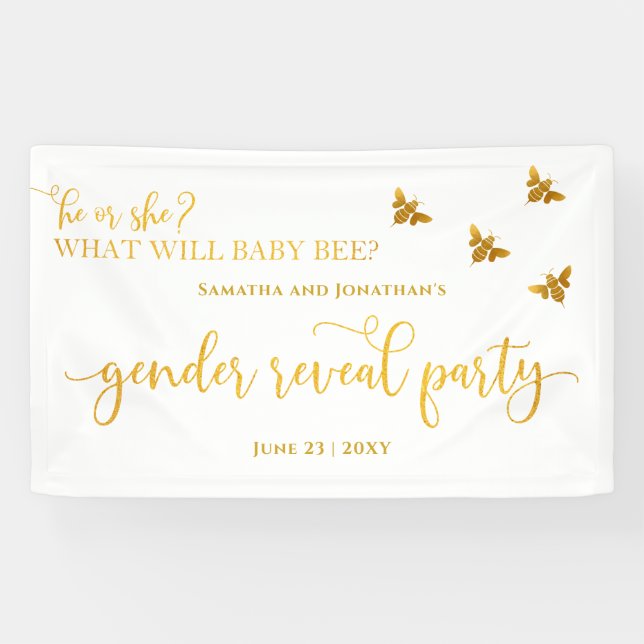 What Will Baby Bee Gender Reveal Banner (Horizontal)