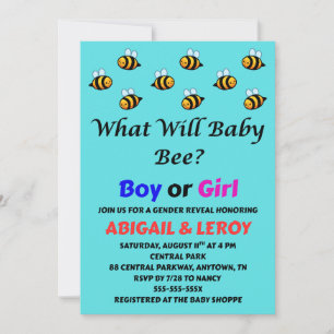 What Will Baby Bee Gender Reveal Invitation