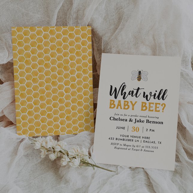 What Will Baby Bee Gender Reveal Invitation (Creator Uploaded)