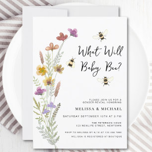 What Will Baby Bee Gender Reveal Invitation