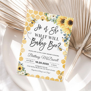 What Will Baby Bee Gender Reveal Invitation