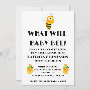 What Will Baby Bee Gender Reveal Invitation