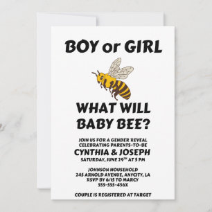 What Will Baby Bee Gender Reveal Invitation