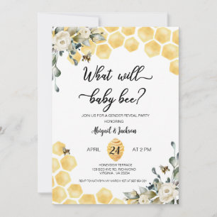 What will baby Bee gender reveal invitation. Invitation