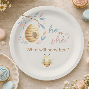 What Will Baby Bee Gender Reveal Paper Plates