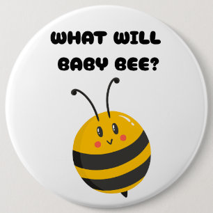 What Will Baby Bee Gender Reveal Party 6 Cm Round Badge