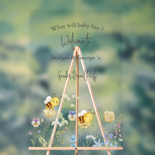 what will baby bee gender reveal party  acrylic sign