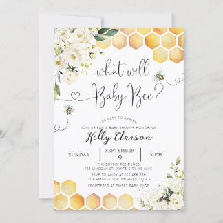 What Will Baby Bee Gender Reveal Party Baby Bee Invitation