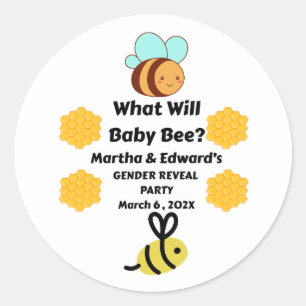 What Will Baby Bee gender reveal party Classic Round Sticker