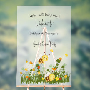 what will baby bee gender reveal party frosted acrylic sign