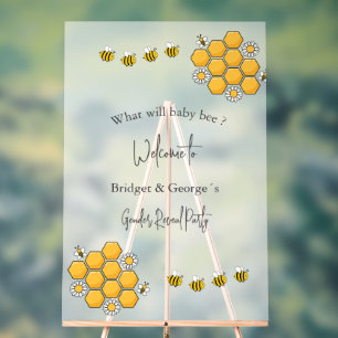 what will baby bee gender reveal party frosted acrylic sign
