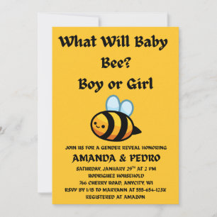 What Will Baby Bee Gender Reveal Party Invitation