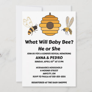 What Will Baby Bee gender reveal party Invitation
