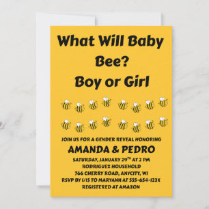 What Will Baby Bee gender reveal party Invitation
