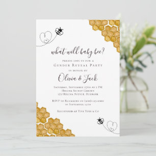 What Will Baby Bee Gender Reveal Party Invitation
