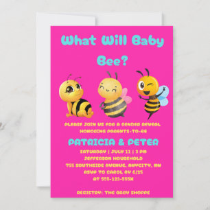 What Will Baby Bee gender reveal party Invitation