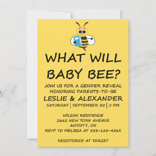 What Will Baby Bee gender reveal party Invitation
