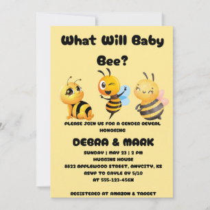 What Will Baby Bee gender reveal party Invitation