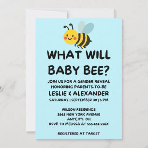 What Will Baby Bee gender reveal party Invitation