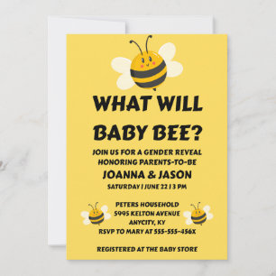 What Will Baby Bee gender reveal party Invitation