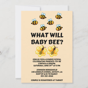 What Will Baby Bee gender reveal party Invitation