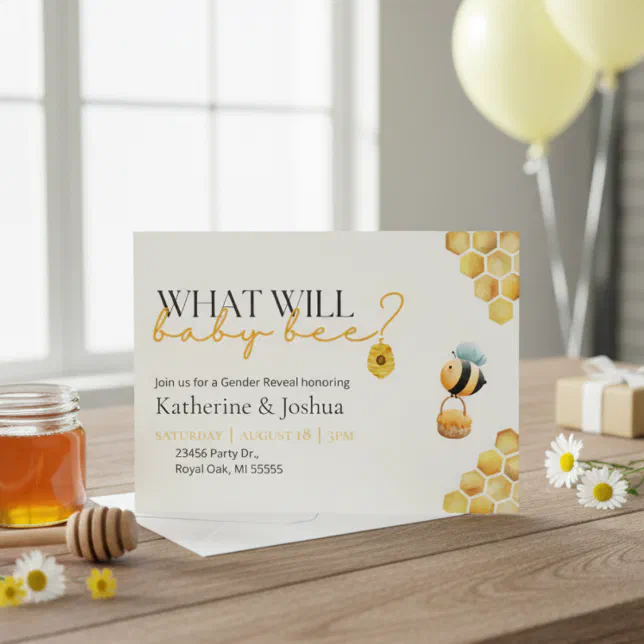 What Will Baby Bee Gender Reveal Party Invitation | Zazzle