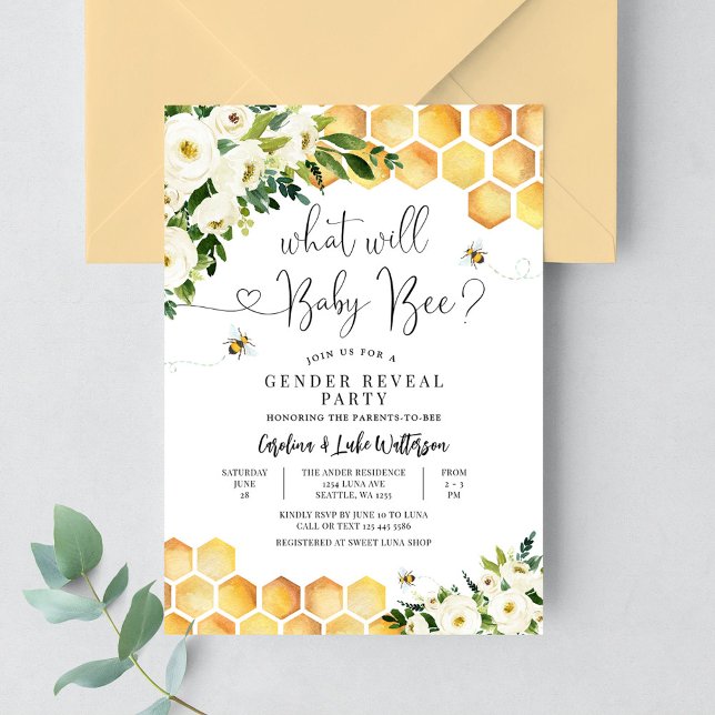 What Will Baby Bee Gender Reveal Party Invitation (Creator Uploaded)