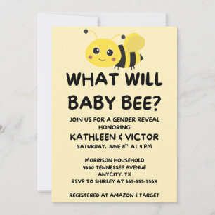 What Will Baby Bee gender reveal party Invitation