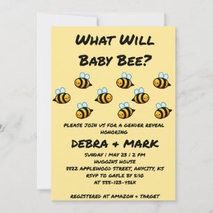 What Will Baby Bee gender reveal party Invitation