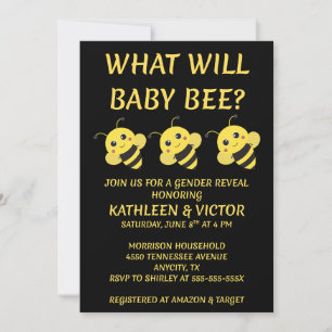 What Will Baby Bee gender reveal party Invitation