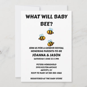 What Will Baby Bee gender reveal party Invitation