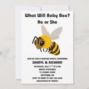 What Will Baby Bee gender reveal party Invitation
