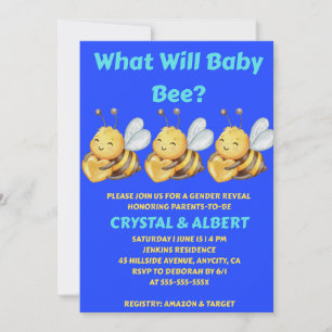 What Will Baby Bee gender reveal party Invitation