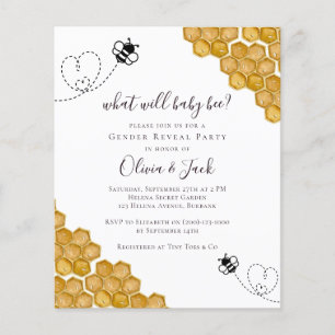 What Will Baby Bee Gender Reveal Party Invitation